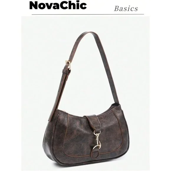 Women’s Coffee Retro Vintage Hobo Bag | Elegant Underarm Purse & Shoulder Bag - Picture 2 of 6